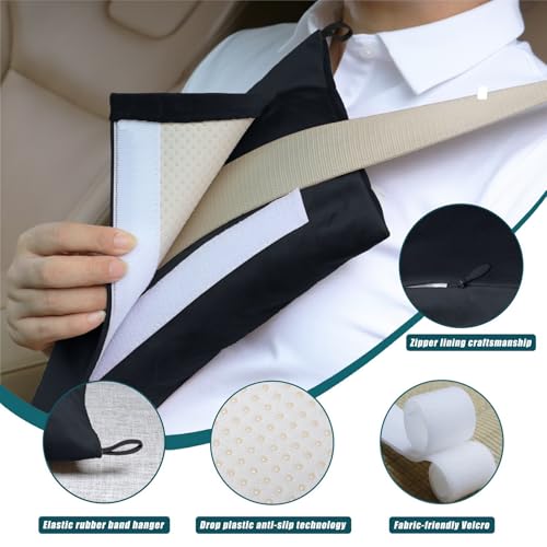 Super Soft Seatbelt Pillow, Seat Belt Pillow for Mastectomy Post-Surgery, Seat Belt Cushion for Heart Surgery Recovery, Hysterectomy Abdominal Incision Recovery Seatbelt (Black, Large) - color: Black