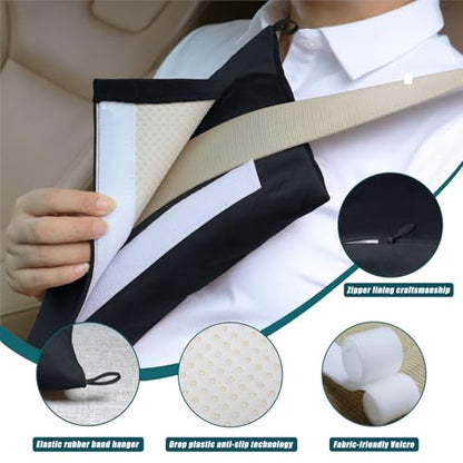 Super Soft Seatbelt Pillow, Seat Belt Pillow for Mastectomy Post-Surgery, Seat Belt Cushion for Heart Surgery Recovery, Hysterectomy Abdominal Incision Recovery Seatbelt (Black, Large) - color: Black