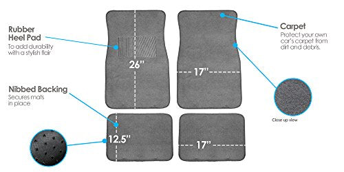 FH Group F14403GRAY Gray Carpet Floor Mat with Heel Pad (Deluxe) - color: Gray