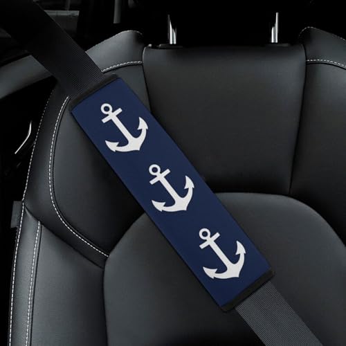 Comfortable Cushion Pad Car Shoulder Strap Harness Pad, Nautical Anchor Navy 2PCS Car Belt Covers - color: Color350