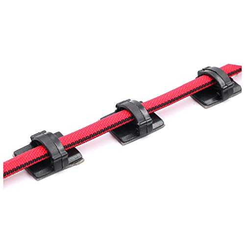 Mini Cable Clips 3M Adhesive, Multipurpose Cord and Wire Organizer for Cable Management 3/4" x 1/2" - 100 Pack Bundled with 10 Bonus Reusable Cable Ties (Black) - color: Black, size: 3/4" x 1/2"