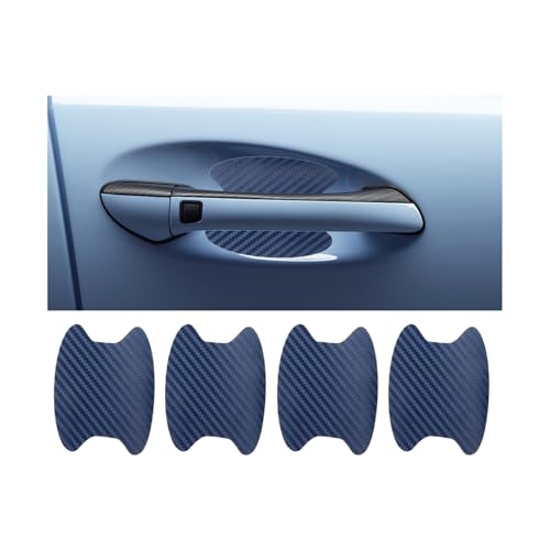 4PCS Carbon Fiber Car Door Handle Stickers, Anti-Scratches Vehicle Door Side Bowl Cup Handle Protective Film, Auto Exterior Paint Guard Decals Protecter,Car Accessories for SUV RV Truck(Blue) - color: Blue