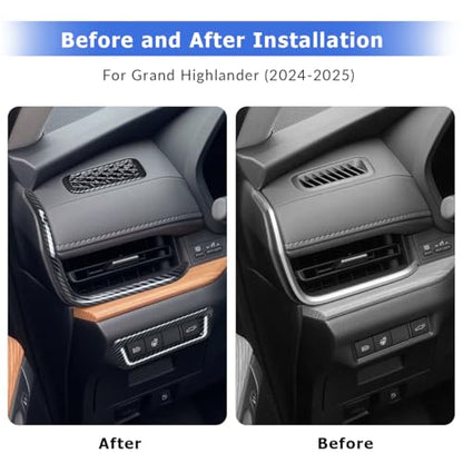 INTGET Center Console Dashboard Side Air Vent Outlet Cover for 2026 Toyota Grand Highlander Accessories 2024 2025 Interior Trim Kits with Headlight Control Switch Cover (ABS Carbon Fiber, 5PCS) - color: 5 PCS Air Vent Outlet Cover Kits