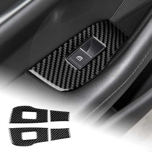 AIRSPEED Carbon Fiber for Mazda 3 Axela 2019-2025 Center Console Rear Door Window Button Frame Cover Interior Trim Accessory, Black - color: Rear Door Window Button Frame