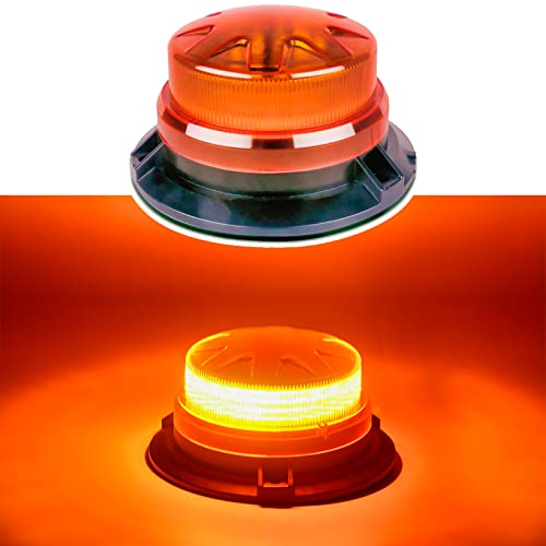 AUXMOTEC Amber Led Emergency Strobe Beacon Lights Bar with Magnetic Mount and 8 Flash Models Yellow Warning Safety Rooftop Signal Lamps Vehicles Forklift Truck Tractor Golf Car Carts (24-LED 12V-24V) - color: #1 Amber