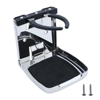 Folding Cup Holders 304 Stainless Steel Adjustable Cup Holder for Car Home Trucks RVs Vans Boats Campers Caravans Yacht (Silver) - color: Silver
