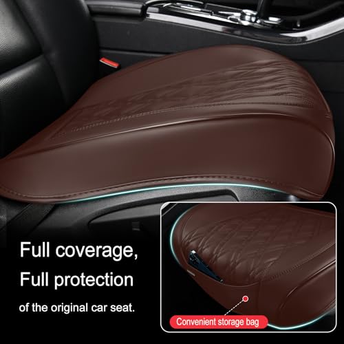 TIEHESYT Brown Car Seat Covers, 2PCS Seat Covers Bottom Protector, Breathable Nappa Leather Car Seat Covers Anti-Slip, Full Wrapping Edge Compatible with Most of Vehicles - SUVs/Sedans/Pickup Trucks - color: Brown Diamond, size: 2 PCS