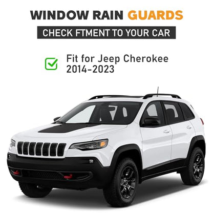 Shatterproof Taped-On Window Deflectors for Jeep Cherokee 2014-2023 with Chrome Trim, Rain Guards, Window Visors for Car, Vent Deflector, 4pcs - size: For 2014-2023 Cherokee