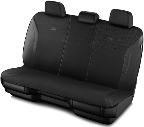 Skechers Memory Foam Car Seat Covers, Leather Seat Covers with Thick Memory Foam, Black Air Cool Rear Seat Covers, Automotive Comfort and Protection for Most Cars, Van,Trucks, SUVs(Rear,Black) - color: Black/Black, size: Rear
