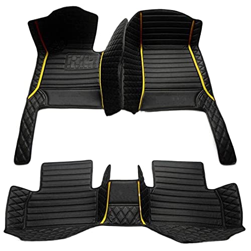 Custom Making Car Floor Mats for 95% Sedan SUV Sports Car Full Coverage Cute Men Women Pads Protection Non-Slip Leather Floor Liners (Black Yellow Strips) - color: Black yellow strips