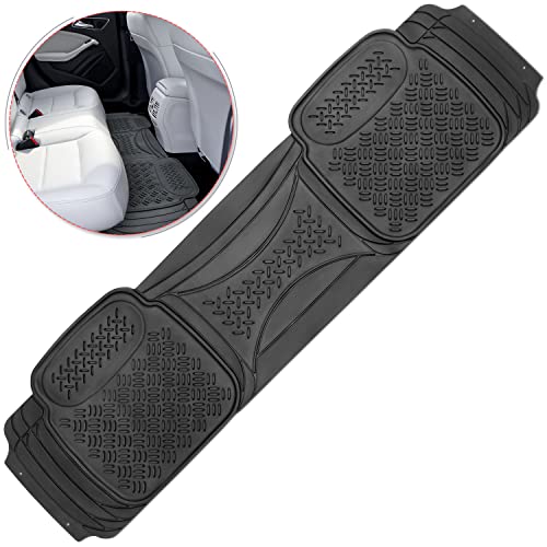 Heavy Duty Black Rubber Car Floor Mat by Vaygway –Automotive Rear Universal 1 Piece Runner Mat -Trimmable Rubber Liner Rug– Back Seat Liner – All Weather Protection for Car, Truck Van SUV - style: Car Rear Floor Mat Runner