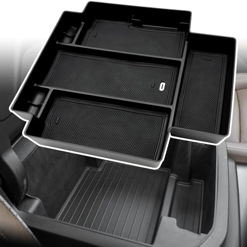 Console Console Organizer Storage Tray Accessories fits for 2024 2023 2022 2021 GMC Yukon Chevy Tahoe Suburban Only Fit for Power Sliding Console - color: Grey