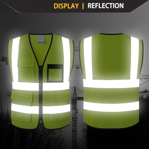 Hi Vis Reflective Safety Vest for Men Women Mesh Class 2 High Visibility Vest with Pockets,Meets ANSI/ISEA Standards(EK170-Mesh-Yellow-M) - color: Yellow-170, size: Medium