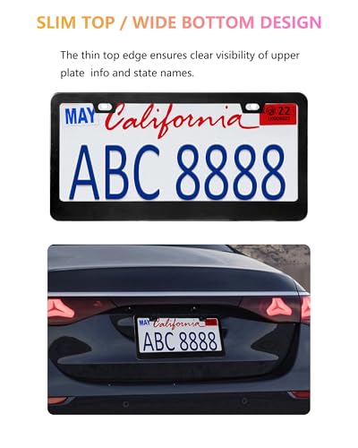 License Plate Frames - 2 Pack Matte Black Universal Aluminum Metal Car Tag Frame for Front and Rear Number Holder with Screws & Caps - style: Aluminum-Wide Frame-B