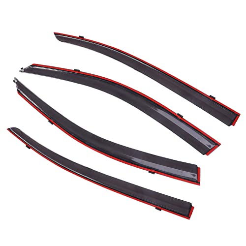 Window Visors Fits 13-17 For Honda For Accord Sedan Polycarbonate Window Visors W/Chrome Trim 4Pc Rain Guard