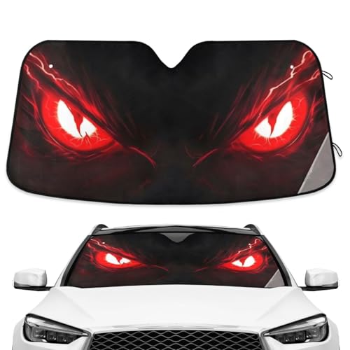 Evil Red Eyes Fire Windshield Sunshade Car Sun Shade Front Window Shade for Truck SUV Blocks UV Rays Sun Reflector Visor Protector Accordion Folding - color: Multi10