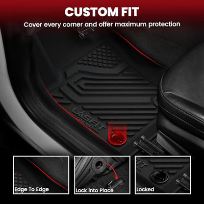 LASFIT Floor Mats for Jeep Compass 2026 2025 2024 2023 2022 2021 2020 2019 2018 2017, All Weather TPE Custom Fit Floor Liners Cargo Mat Trunk Liner Full Set 4 PCS Accessories for Compass Black - style: Compass 17-26