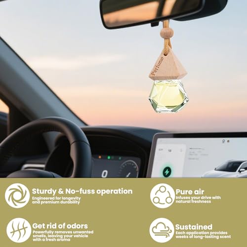 Car Air Freshener Hanging Diffuser – Long-Lasting Essential Oil Scent (Up to 60 Days) – Non-Toxic & Eco-Friendly – 2-Pack Auto Fresheners Made in USA (Diamond Bottles (2 × 0.27 Fl Oz), Vanilla Cream) - color: Diamond Bottles