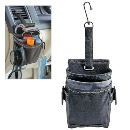 High Road DriverPockets Car Pouch - Air Vent Pocket and Vent Cell Phone Holder for Car - Front Seat Organizer with 3 Pockets, Hanging Hooks and Charging Port - color: Black