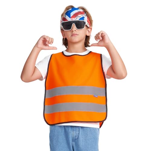 A-SAFETY kids High Vis Reflective construction Safety vest - color: Orange, size: 2-5Year