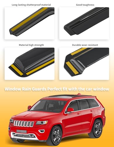 in-Channel Window Rain Guards Fit for Jeep Grand Cherokee(Limited) 2011-2021 Extra Durable Window Visors Window Deflectors Vent Visors Vent Shades Car Accessories-4 pcs 2-Q18 - size: Fit for 2011-2021 Jeep Grand Cherokee