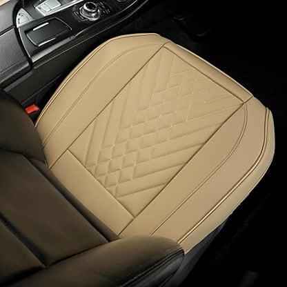 GIANT PANDA 1pack Front Car Seat Cover Bottom Seat Cover, PU Leather Driver Car Seat Protector Fits 95% of Vehicles, Wrapping Around The Bottom (Beige) - color: Front Seat Beige, size: 1 Piece Standard Size