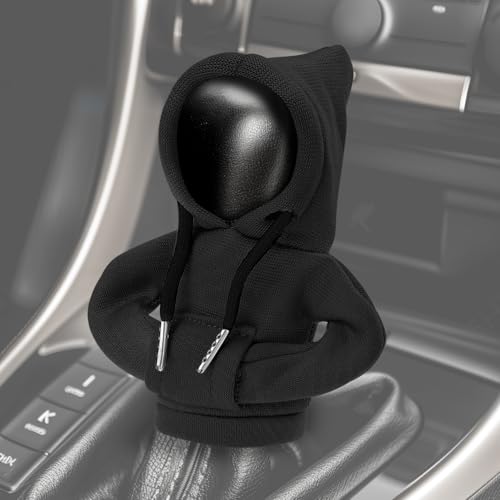 Auto Dynasty Car Gear Shift Knob Hoodie, Mini Hoodie Shifter Cover, Automotive Interior Decoration, Gear Shifter Stick Protector, Auto Manual Transmission Lever Cover, Car Accessory & Gadget (Black) - color: Black, size: 1 PC