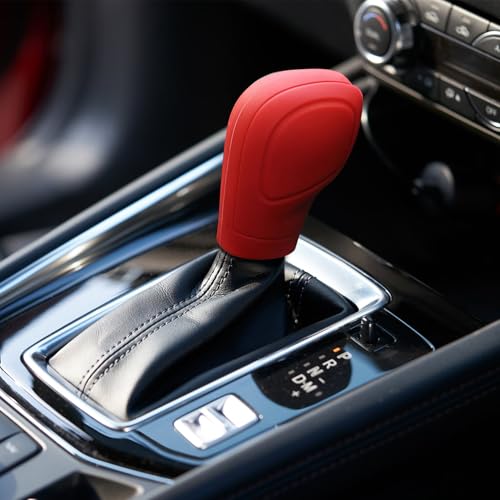 Car Gear Shift Knob Cover, Car Shifter Cover, Anti-Slip Auto Knob Gear Stick Protector, Silicone Automotive Interior Accessories Comfortable Stick Shift Cover Universal for Most Vehicles - color: Red
