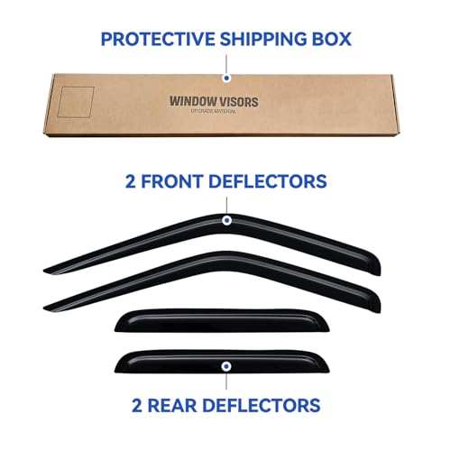 Window Visors Rain Guards for 2000 2001 2002 2003 2004 Nissan Frontier Crew Cab, Out-Channel Window Vent Wind Deflectors Visors Shades for 00 01 02 03 04 Frontier - size: 2000-2004 Nissan Frontier Crew Cab