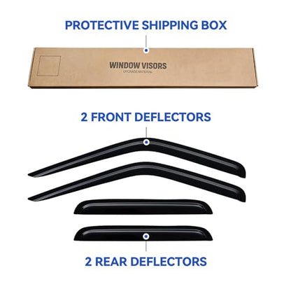 Window Visors Rain Guards for 2000 2001 2002 2003 2004 Nissan Frontier Crew Cab, Out-Channel Window Vent Wind Deflectors Visors Shades for 00 01 02 03 04 Frontier - size: 2000-2004 Nissan Frontier Crew Cab