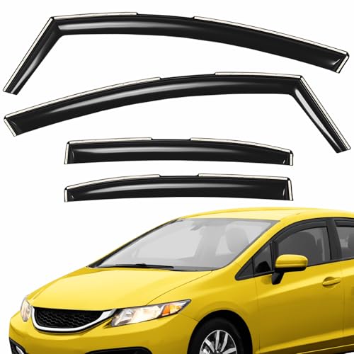 Extra Durable Window Deflectors in-Channel Window Visors Rain Guards Fit for Honda Civic 2012-2015 Sedan, Sun Visors, Wind Vent for Shades, Exterior Car Accessories - 4pcs. AG0747 - color: For Honda Civic 12-15 Sedan