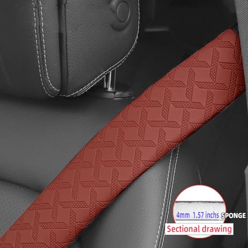 2PCS Extra Long Car Seatbelt Cover, 29.53 inches Soft Leather Vehicle Safety Seat Belt Strap Cushion, Comfortable Auto Shoulder Neck Chest Protection Pads Accessories, Extremely Long (Brown) - color: Brown/29 inches