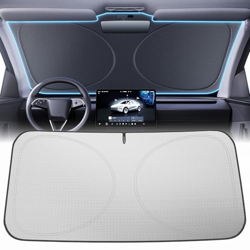 Upgraded Windshield Sun Shade for Chevrolet Silverado 1500, Ram-1500 & Sierra [Nano Ice-Crystal Cooling, 99.9% Sun Protection] Foldable Sunshade with Storage Bag, Car Accessories, M(64 x 32 in) - size: M| 64"L x 32"W