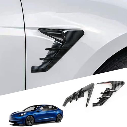 YHCDSEA for 2024 2025 2026 Tesla Model 3 Highland HW4.0 Side Camera Indicator Protection Cover Decoration Accessories fit for Tesla Model 3 with HW4.0 (Glossy Carbon Fiber Pattern) - color: M3-Glossy Carbon Fiber Pattern