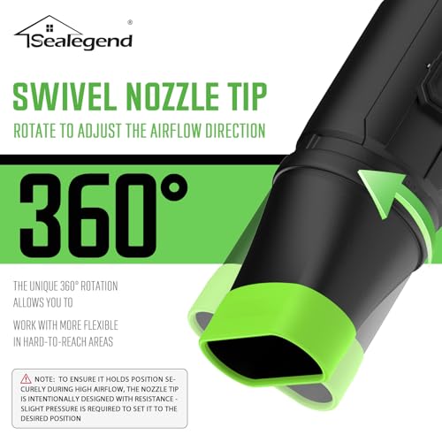 Sealegend Car Drying Nozzle Compatible with EGO Leaf Blower Models 530 575 580 615 650 670 765, Compact Nozzle Attachment for Easy Snow & Leaves Removing, 360°Rotation & Scratch Protection, Black - color: Black