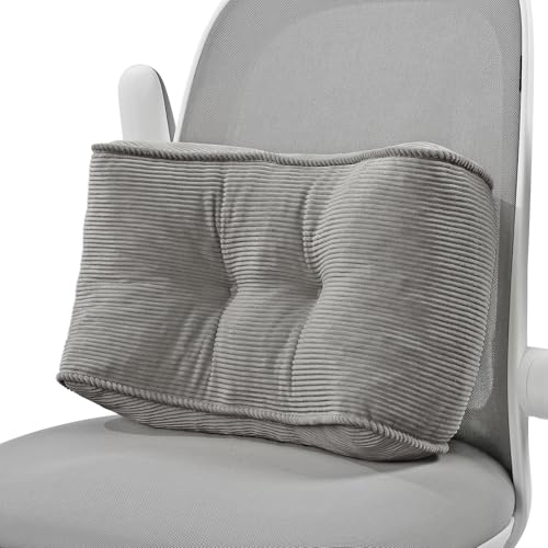 Lumbar Support Pillow for Office Chairs, Bite-Size Natural Latex Foam Back Support Pillow for Lower Back Pain Relief, Soft & Support Corduroy Desk Chair Cushion, M, Gray - color: Gray, size: M (17.5"x10")