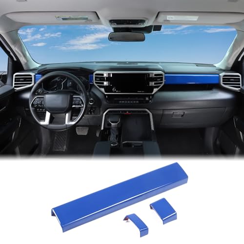 Aunginsy Central Control Dashboard Panel Strips Trim Compatible with Toyota Tundra/Sequoia 2022-2025 Car Center Console Dash Board Molding Panel Decorative Cover Protection ABS Interior Accessories - color: Blue