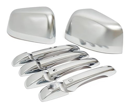 Chrome Side Door Handle and Half Mirror Covers Add-on Style Compatible with Dodge Durango/Grand Cherokee 2011-2021