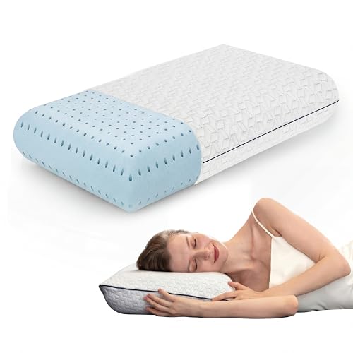 Vaverto Queen Memory Foam Pillow – Cooling Gel-Infused Firm Support for Neck and Shoulder Pain Relief, Orthopedic Design with Removable Viscose Made from Bamboo Cover – Premium Queen Size Bed Pillow - size: Queen (Pack of 1)