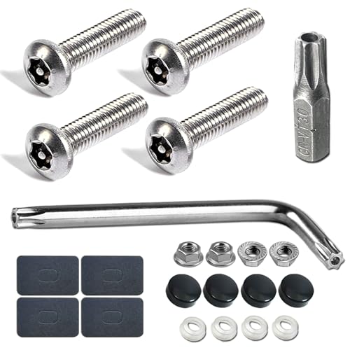 Aootf Long License Plate Screws- M6 x 25mm （1/4 X 1 Inch） Stainless Steel Car Tag Bolts Nuts Fasteners, Anti Theft, Black Caps Covers - color: 4PC Black Caps-25mm Bolts
