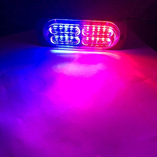 12-24V 20-LED Super Bright Emergency Strobe Warning Caution Hazard Construction Waterproof Flashing Strobe LED Light Bar Surface Mount for Car Truck SUV Van (Red Blue) - color: Red&Blue