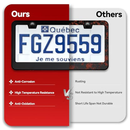 Ohuhu License Plate Frame with Screw Caps: 2Pcs Licenses Plates Frames Car Licenses Plate Covers Holders for US Vehicles (Black - 2 Holes) - style: Black - 2 Holes