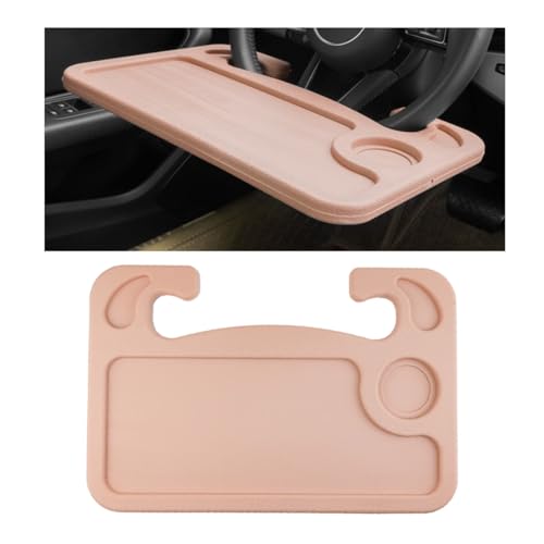 Car Steering Wheel Desk, Multifunctional Auto Seat Stand Trays for Eating and Working, Double Sided Design Steering Wheel Table Desk for Laptop, Food, Car Accessories (Beige) - color: Beige
