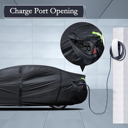Migaven 6 Layers Car Cover Custom Fit for Model 3 Car Cover 2017-2026 Waterproof Full Exterior Cover Rain Snow Protection with Charging Port Ventilated Mesh Door Zipper - size: 6Layer For Model 3