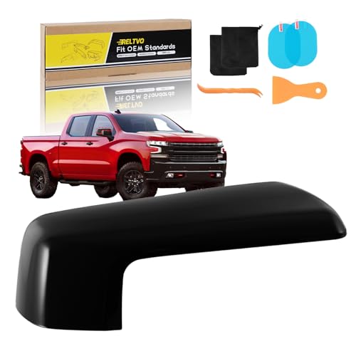 Black Passenger Side Mirror Covers for 2019 2020 2021 2022 2023 2024 2025 Chevy Silverado 1500 & GMC Sierra 1500,Precision Fit Replacement Side Caps (Black, Right) - color: Black, size: Right Passenger Side