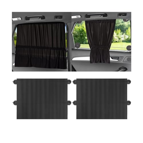 2PCS Car Side Window Sun Shades, Suction Cup Vehicle Sunshade Curtain with UV Rays Protection, Removable Auto Window Sunscreen for Protecting Privacy, Universal for SUV, Truck, RV