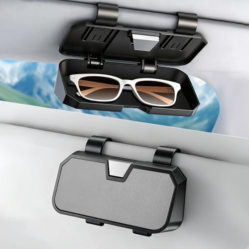 Sunglasses Holder for Car Visor Leather Eyeglasses Organizer Case for BMW X3 X5 X7 X1 3 4 2 5 Series Accessories - color: Grey Without Logo