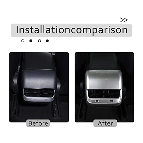 Rear Air Outlet Vent Trim Cover,Rear Air Condition Vent Cover Trim,Rear Center Console Air Vent A/C Cover Trim for Tesla Model 3 & Model Y 2017-2021 (Chrome) - color: Chrome