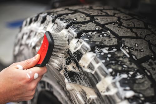 Detail Factory - ProGrip Tire Brush - Ergonomic ProGrip Handle, Stiff Synthetic Bristles, Ergonomic Design, Clean Your Tires with Ease - Octane Ectoplasm - color: Lime/Black, size: Standard