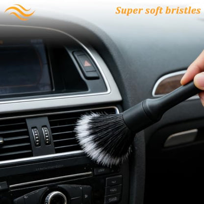 3PCS Car Detailing Brush Kit, Includes Ultra Soft No Scratch Boars Detailing Duster Brush Set for Exterior Interior, Multi-Use Auto Interior Dusting Cleaning Kit, Universal Fit - size: 3 PCS